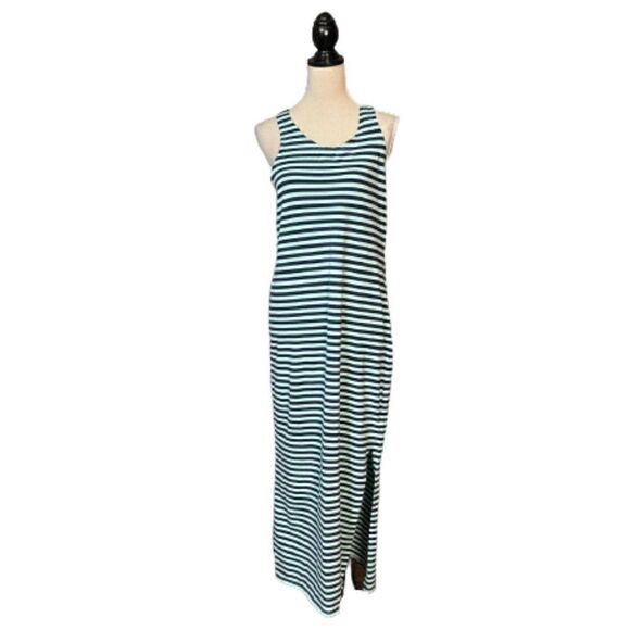 Sail to Sable Blue Green Striped Sleeveless Maxi Dress Sz S - Picture 1 of 4